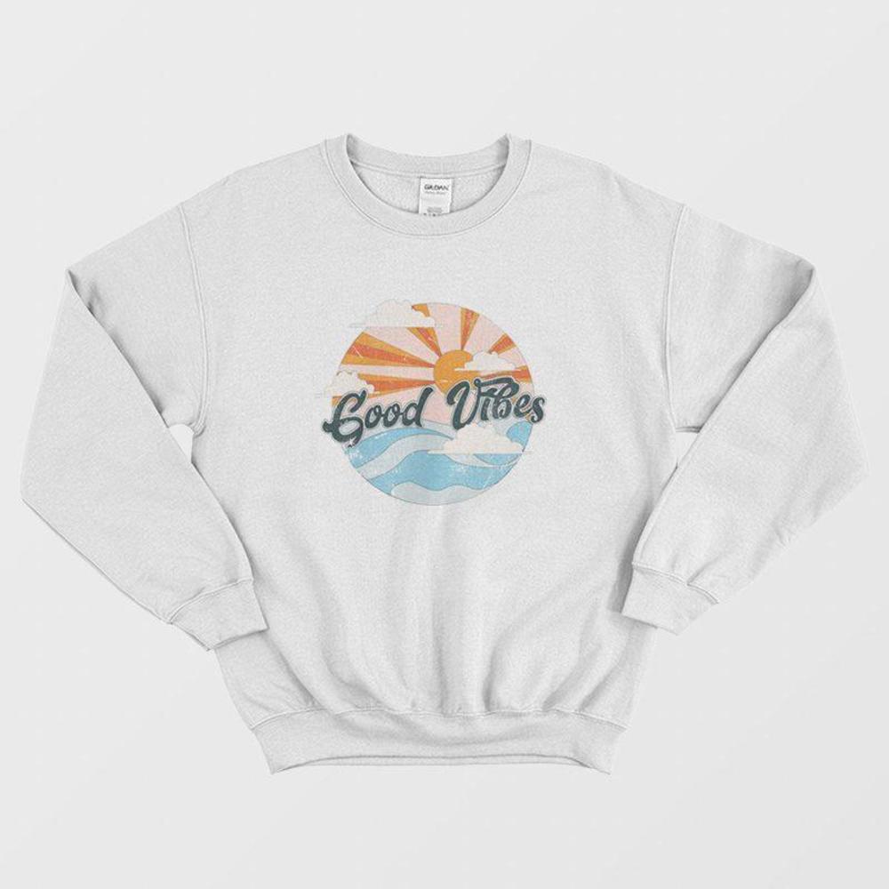 Good Vibe Beach Summer Retro Graphic Sunshine Aesthetic Unisex Sweatshirt